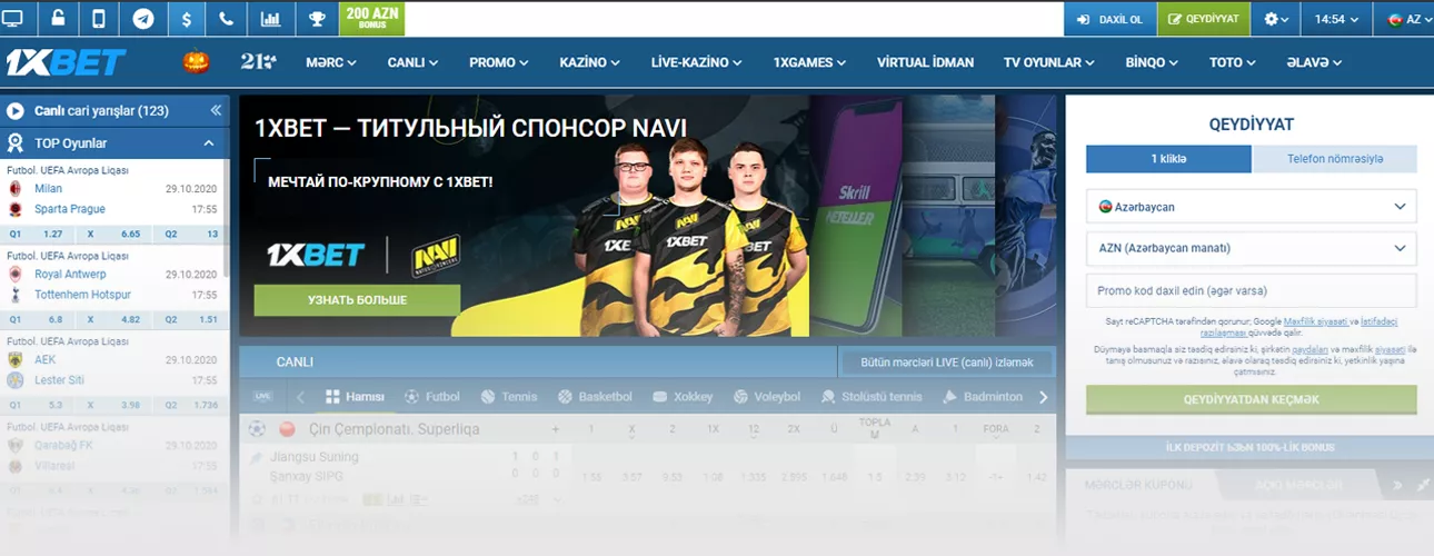 1xBet veb sayta