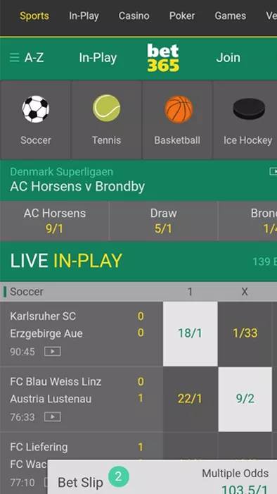 Коэффициенты БК Bet365