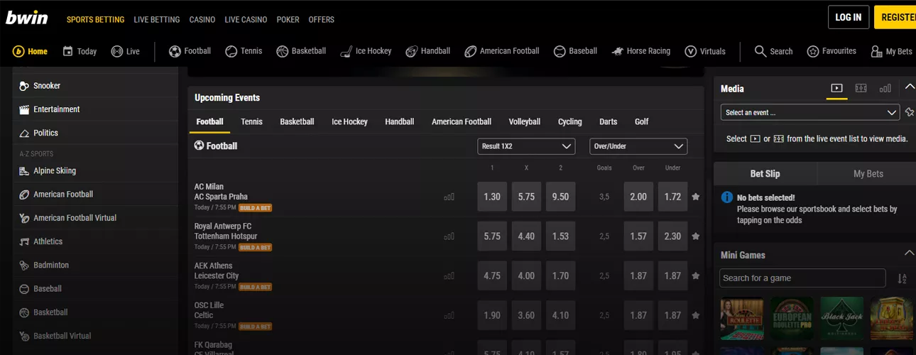 Bukmeyker Bwin əmsalları