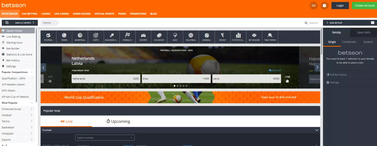 Betsson Azərbaycan bukmeker kontorunun rəsmi saytı