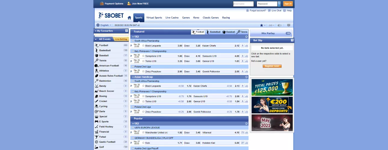 Sbobet bukmeker kontoru Azərbaycanlılar üçün